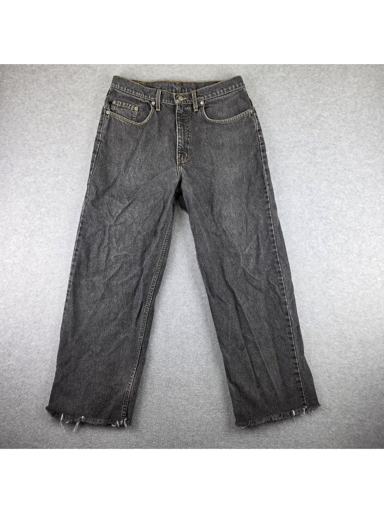 Polo Jeans Co Banner Jean Mens 32x29 Gray Relaxed Wide Leg Denim Frayed Hem